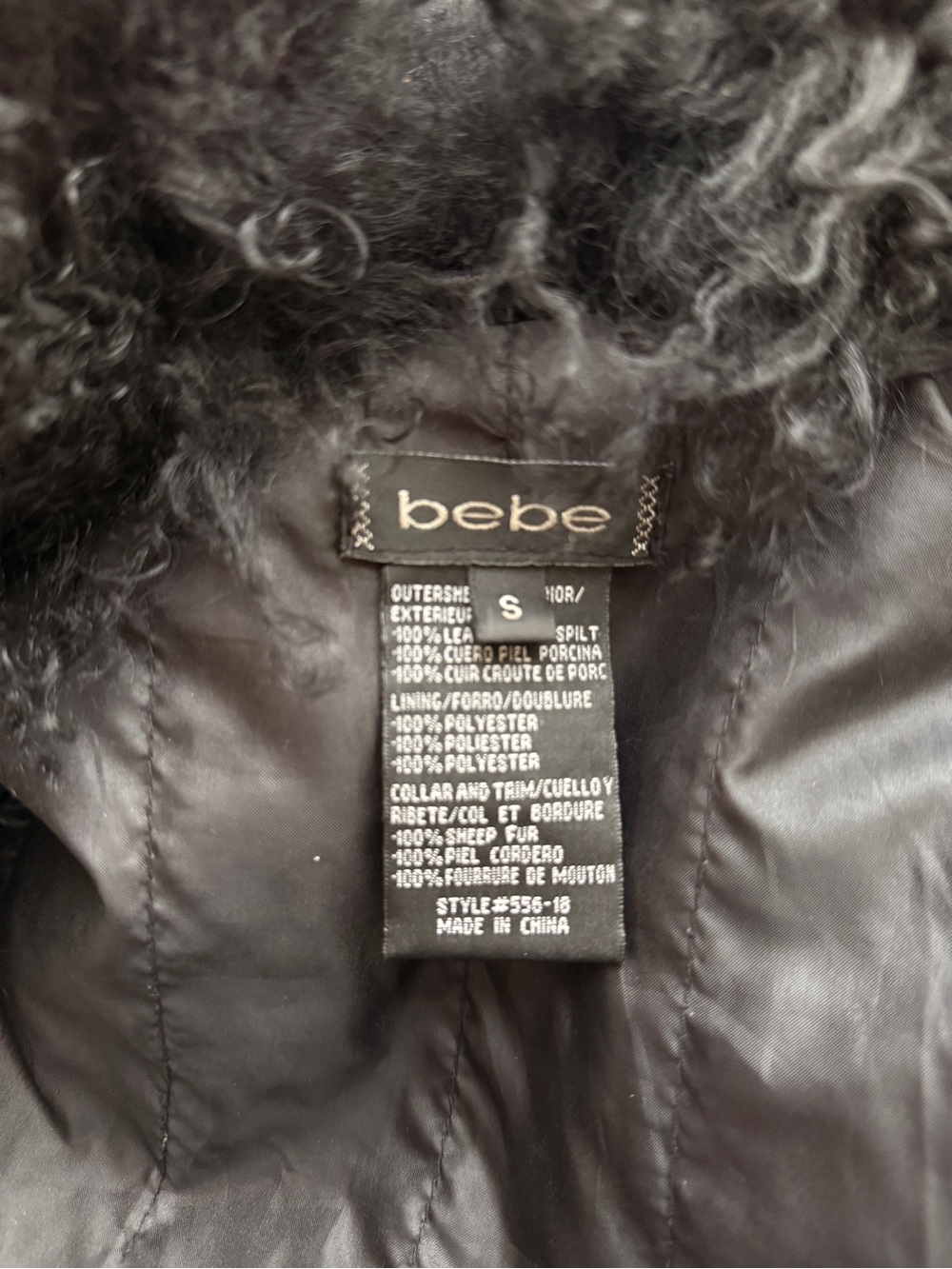 bebe Black Suede Leather Jacket with Faux Fur Trim - Picture 5 of 5